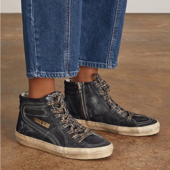 Golden Goose Slide Sneaker in Black Suede/Silver sz 37 New in Box - Picture 15 of 16